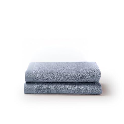 TRAMAS+ Toallas de Baño Grandes, Pack de 2 Toallas Premium 400 GR, 100% Algodón, Secado Rápido y Absorbente, 70x140 cm, Índigo