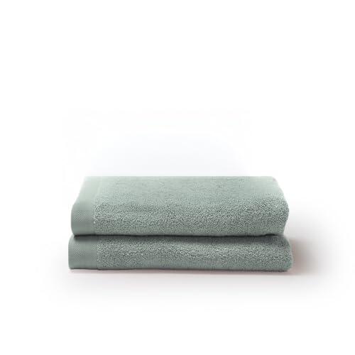 TRAMAS+ Toallas de Baño Grandes, Pack de 2 Toallas Premium 400 GR, 100% Algodón, Secado Rápido y Absorbente, 70x140 cm, Verde Keike