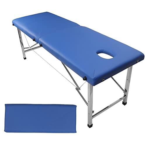 Vomeko Mesa de Masaje para el hogar, Mesa de Masaje portátil, Cama SPA T attoo, Cama de Masaje SPA Plegable Ajustable para el hogar, Oficina, Sala de Estar, Color Azul