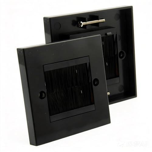 2 Piezas Placa Pasacables Pared con Cepillo, Tapa Cables Multimedia