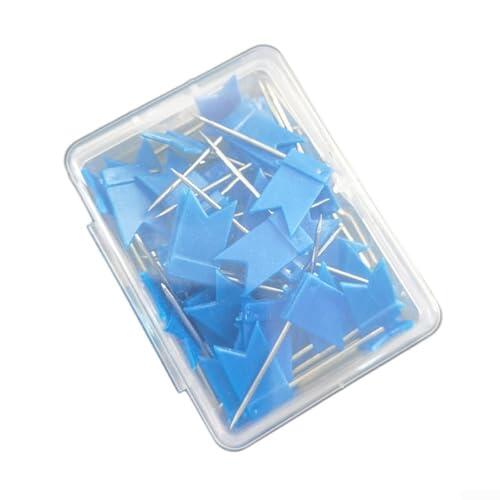 Nexbrill Juego de 50 pines de bandera colorida para tablones de anuncios, mapas, papeles de mensajes y manualidades, surtido rojo, amarillo, azul, verde, morado, naranja, plástico y tachuelas para uso