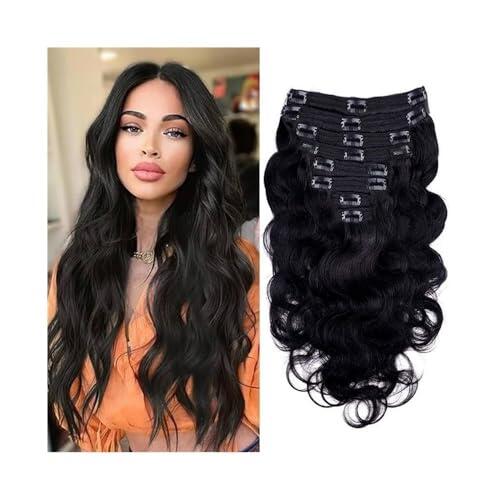 Extensiones De Cabello Con Clip For Mujeres Negras, Cabello Humano Virgen Brasileño, Color Natural, Ondulado, 8 Unidades Con 18 Clips, 120 Gramos Easy Installation and Removal(12inches)