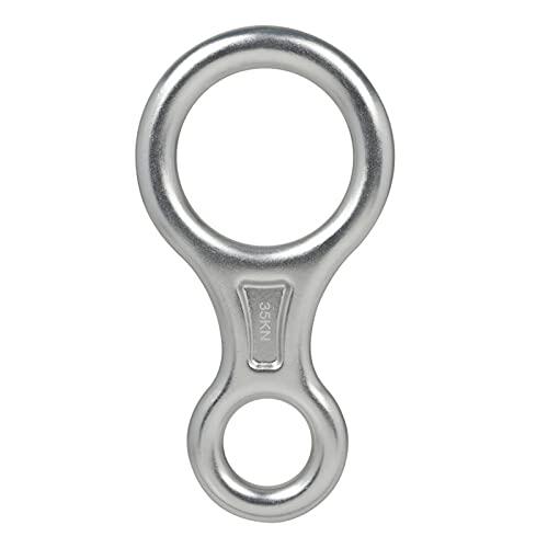 Vikye Figura 8 Descender Equipo de Escalada Más Suave y Resistente Equipo de Descenso para Escalada Tirolesa Rescate para Ingenieros (Silver)