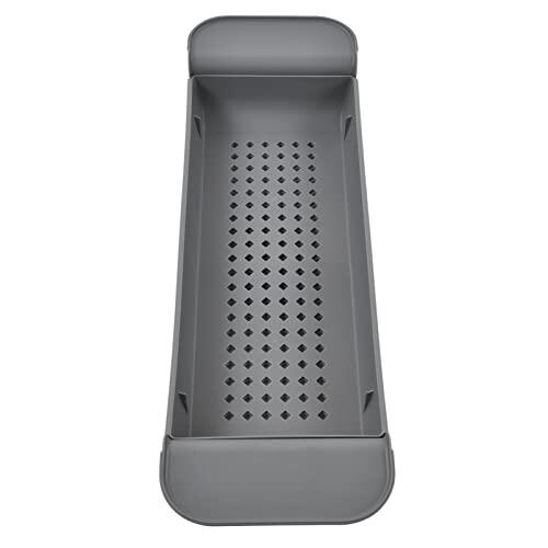 aqxreight Bandeja de Bañera Expandible Estante de Bañera Multifunción Bandeja de Expandible, Estante Multifuncional, Antideslizante, Gris, para Velas, Toallas, Libros y Teléfono de (Grey)