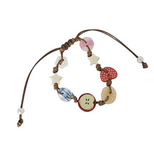 fztonk Temática juvenil de manzanas con materiales de resina resistentes y cuerda de color elegante única para uso diario, casual, joyería encantadora, One Size, como se describe