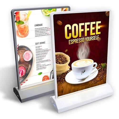 Caja De Luz Led Publicitaria De Escritorio Recargable A4/a5 – De Doble Cara, Soporte De Menú Portátil Con Luz Intermitente De Acrílico black A4 plug-in model