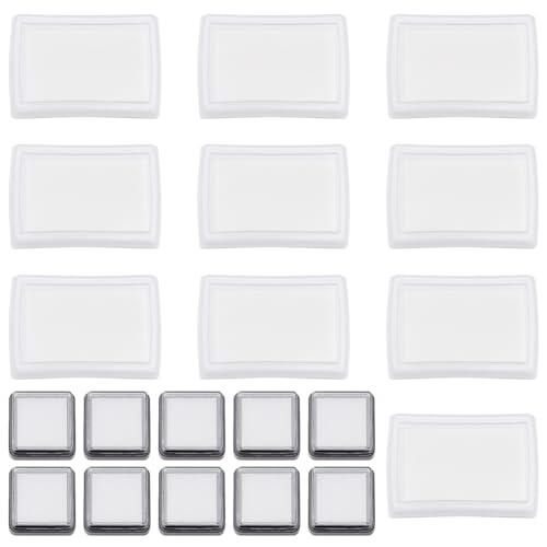 WEBEEDY 20 almohadillas de tinta en blanco, 2 estilos, cuadradas, rectangulares, vacías, sin tinta, mini almohadilla de tinta para huellas dactilares, almohadilla de sello de tinta para manualidades