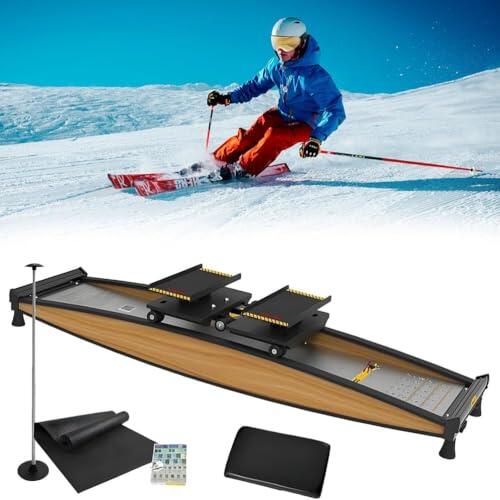 Máquina Ski Erg, Tabla De Equilibrio Simulador De Esquí, Tabla Oscilante Con Bastones y Alfombrillas, Capacidad De 150 Kg, Resistencia Ajustable De 0 a 100 Kg, Para Casas, Gimnasios, Oficinas, Etc