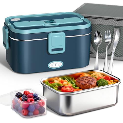 Anykuu 100W Fiambrera Electrica portatil 3 en 1 Calentador de Comida Fiambrera Termica 12 V/24 V/220 V para Oficina/Automóvil/Camión/Hogar/Camping