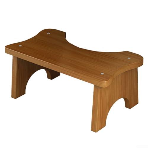 Taburete de inodoro para una óptima flexión de la cadera a 17 cm de altura Apoyando la posición natural en cuclillas con perfil curvado de ahorro de espacio y marco de madera (color oscuro)