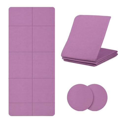 Alfombrilla de yoga multifuncional de TPE 183 x 61 cm, 5 mm + 2 rodilleras de 18 x 18 cm, antideslizante, resistente al desgaste, protección para rodillas, codos y muñecas, ideal para Pilates