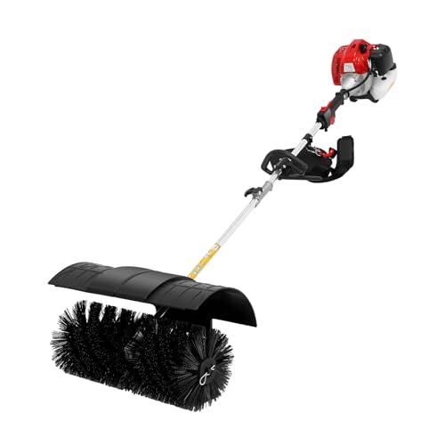 Barredora de gasolina de 52 cc de 2 tiempos con juego de herramientas y gafas, 1700 W, escoba de mano de 52 cm de ancho, escoba de gasolina para césped artificial y limpieza de carreteras