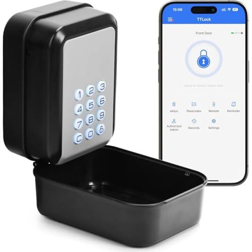 Agmoctz Caja de Seguridad Electrónica con Llave Inteligente y Bluetooth, Control por Aplicación y Código PIN, para Oficinas de Agentes Inmobiliarios de