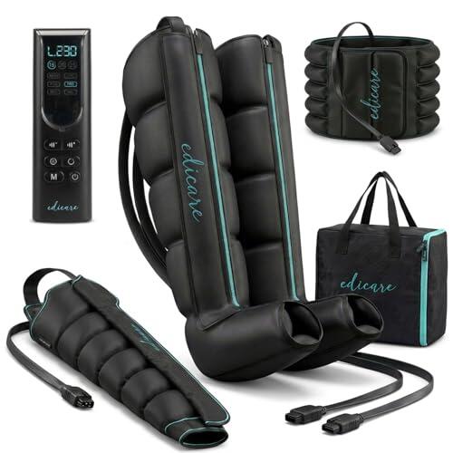 Edicare, Presoterapia para Casa Profesional con Cable – Drenaje Linfático Piernas, Brazo y Abdomen – Sistema Completo Presoterapia – Recuperación Muscular (Equipo Completo Talla: L)