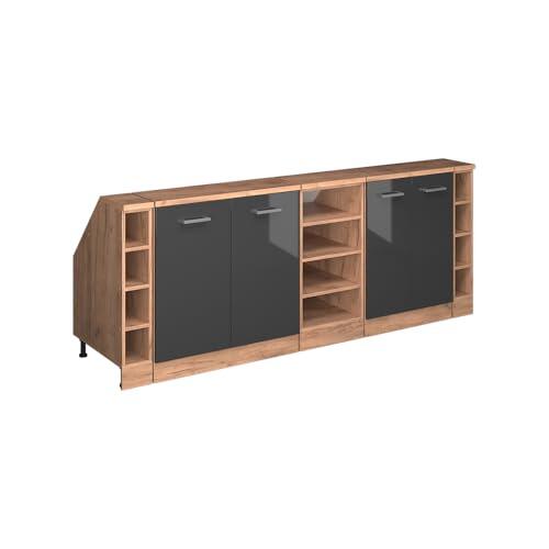 Vicco Conjunto armarios abuhardillados Rion Antracita Brillo/Roble