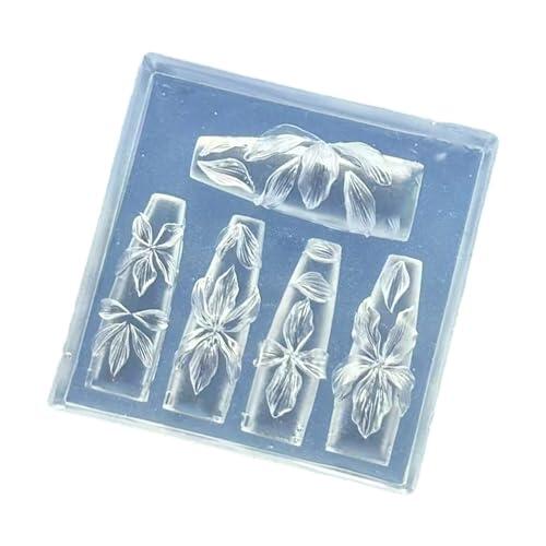 RGYBAO Juego de decoración de uñas de silicona para prensa, flores, lazo, suministros de manualidades, plantillas de estampado floral