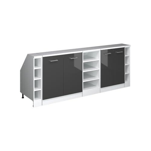 Vicco Conjunto armarios abuhardillados Rion Antracita Brillo/Blanco