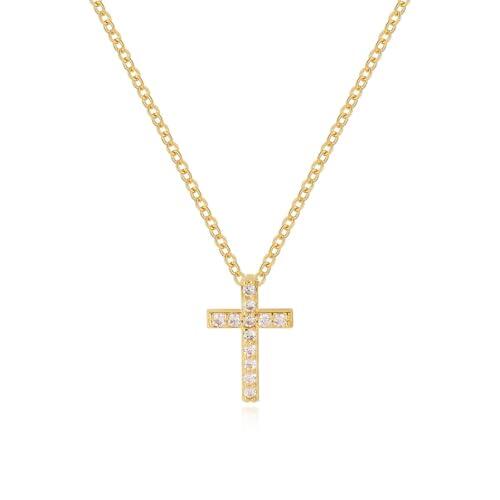 Introti Collar con colgante de cruz chapado en oro de 18 quilates para mujeres y niñas, Style 1, Metal, Sin piedra preciosa