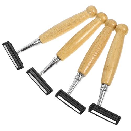 DINHEAROM Maquinillas de Afeitar Clásicas con Mango de para Hombre y Cuchillas de Acero Inoxidable, Paquete de 4 Piezas para Afeitado y Cómodo
