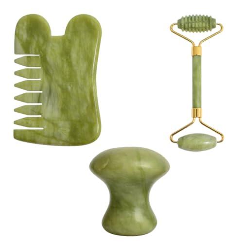 IMUSINICE Juego de Masajeador Facial y Corporal y Mejorar la Piedra de Hongo de Jade, Herramienta Multifuncional para Relajar Arrugas