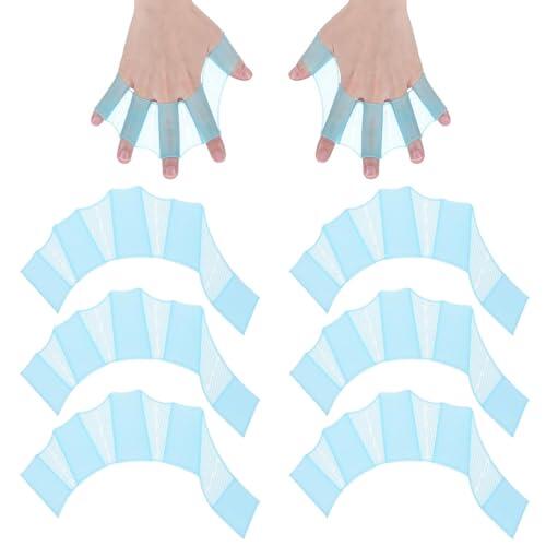 3 Pares de Guantes de Natación de Silicona, Paletas de Mano con Membranas Talla M para Entrenamiento, Fitness Acuático, Buceo, Surf y Snorkel, Azul
