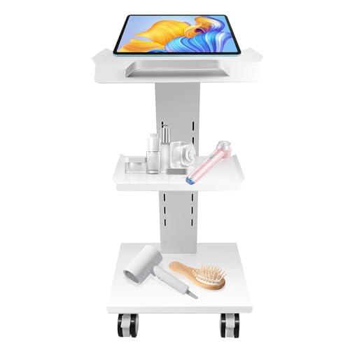 Wiefiche Cochecito de laboratorio médico con enchufe integrado y ruedas giratorias, carrito multifuncional de tres pisos, carro de instrumentos, capacidad de carga 220 libras, para laboratorio