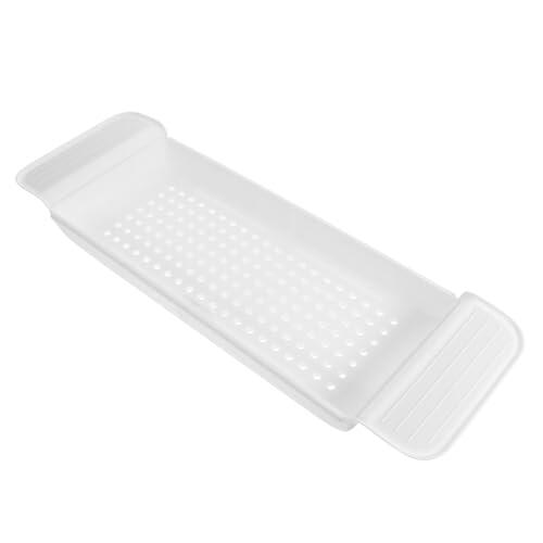 BATHVEVE Bandeja Telescópica para Bañera Estante Plástico Extensible Organizador Almacenamiento Baño Multifunción Color Blanco