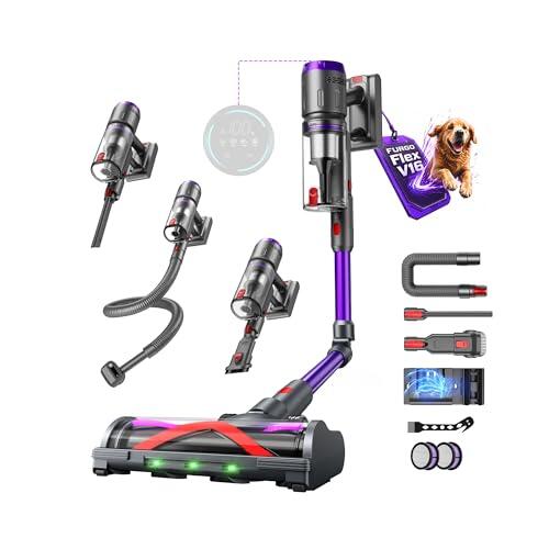 Circlio Aspiradora Sin Cable 58000Pa/600W/75Min, Escoba Aspiradora sin Cable Potente con Brazo Flexible, Manguera Extensible de 1m, Srotolatore di Peli di Animali, para Suelo/Alfombra/Pelo de Animal