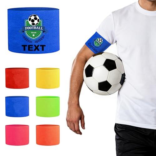 Brazalete Capitan Personalizable, Brazalete Capitan Futbol, Personalizables Con Texto Y Logotipos, Para Adultos Y Jóvenes, Regalo Deportivo Personalizado (Azul, Modelo básico)