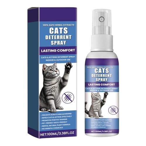 KOAHDE Spray Antiarañazos Gatos,100ML Spray Repelente Gatos para en Interiores y Exteriores,Sprays Ahuyentador de Gatos Que Rascan Interiores y Exteriores,Protege Muebles