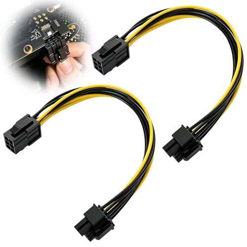 Zynqo 2 cables de alimentación PCIe de 6 pines a 8 pines, adaptador PCI-Express, adaptador de corriente para GPU, cable de extensión para tarjetas gráficas, 20 cm