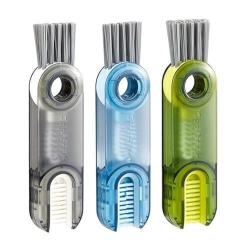 3 en 1 Cepillo de Limpieza Multifuncional – Set 3 Piezas para Botellas, Tazas, Vasos, Tapas y Pajitas – Cepillo Portátil para Limpiar Rincones Difíciles – Herramienta para Termos y Biberones