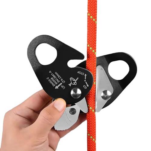 Lpoppcx Descensor De Cuerda | Descendedor Autobloqueante De Aluminio - Equipo De Escalada con Cuerda - para Montaje En Árboles Rapel Escape Incendios Trabajo Exterior Y