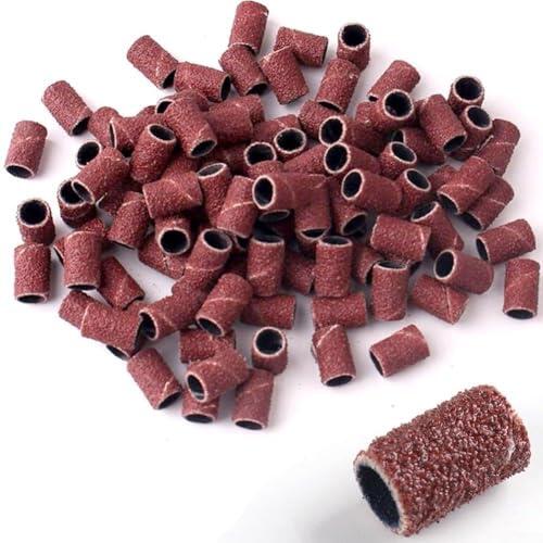 50 brocas de tambor de lijado para taladro de uñas, cabezales abrasivos de herramienta giratoria grano 80/120/40, bandas de papel de lija para manicura, pedicura y pulido de madera (80#)