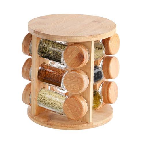 Organizador De Carrusel De Especias De Madera – Estante Giratorio Para Almacenamiento De Condimentos, Plataforma De Soporte Para Condimentos Con Múltiples Tarros, Estante De Cocina Que Ahorra Espacio