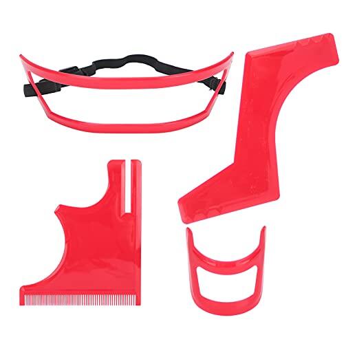 Generic Juego de Herramientas para Dar Forma a la Perilla, Práctico Kit de Plantillas de Plástico Rojo para Peinar la Barba para un Cuidado Rápido y Elegante, Plantilla para Barba para Hombres