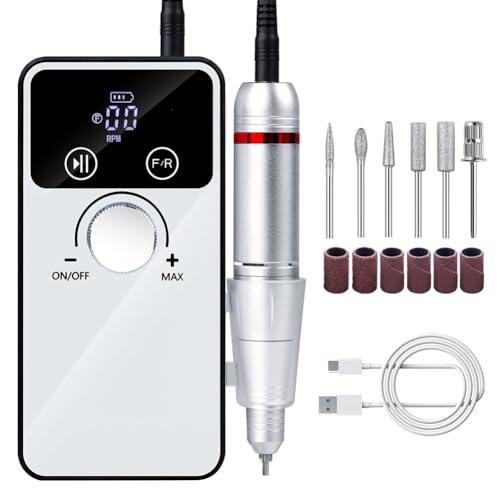NONDK Taladro Eléctrico Portátil para Uñas V5, Amoladora de Uñas Profesional, Estilo Bolígrafo, Máquina Pulidora de Uñas Recargable, Máquina para Decoración de Uñas