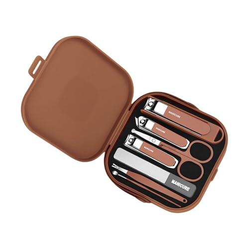 Kits de manicura, pedicura, cortaúñas, kits de aseo profesional, herramientas para cuidado de las uñas con estuche de viaje, juego de manicura de viaje de 7 piezas