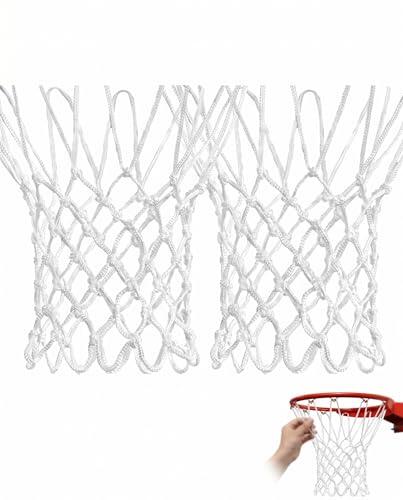 KQOZG Red de Baloncesto 2 Piezas, Blanco, Tamaño Estándar 12 Bucles, Reemplazo Universal para Canasta y Aro Interior Exterior, Alta Durabilidad
