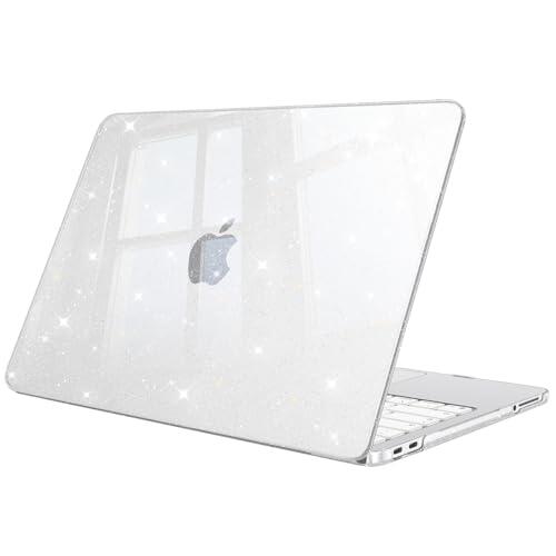 Fintie Funda para MacBook Neo de 13 Pulgadas (A3404) con Chip A18 Pro 2026, Funda Protectora Rígida Ultradelgada Snap Cover Compatible con MacBook Neo de 13 Pulgadas, Transparente (Purpurina)