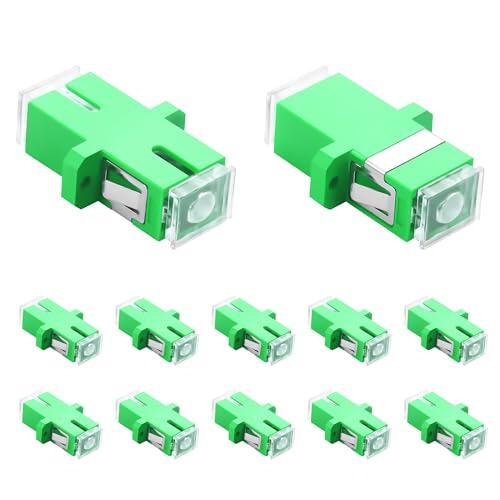 PNGKNYOCN Acoplador de fibra monomodo SC APC hembra a SC APC hembra, color verde, apto para redes FTTH y de telecomunicaciones(12-Pack)