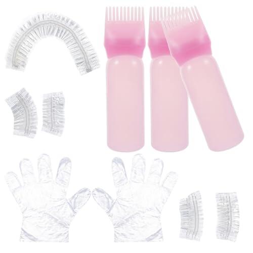 LRXIYODE Kit para Teñir el Cabello Rosa Aplicadora, Guantes y Accesorios de Plástico para Uso en Salón y Hogar, Set para Decoloración y Tinte Profesional