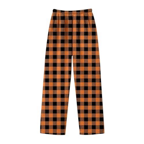 Genérico Pantalones de Franela a Cuadros de Estilo Regular para niños (Orange 160)