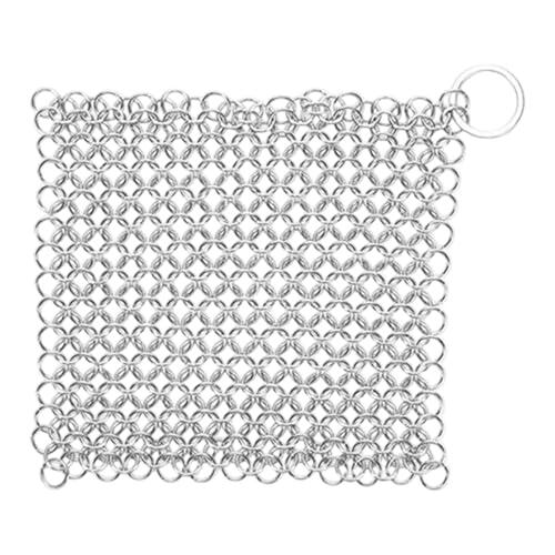 Stgfyxgs Limpiador de Hierro Fundido, Estropajo de Malla Metálica, Estropajo de Acero Inoxidable para, Eficiente, Versátil, Portátil para Sartenes de Par, 5x5 Inch