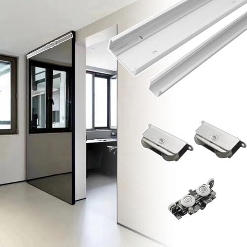 Kit de herrajes invisibles para puertas correderas con mecanismo de cierre suave para armarios modernos y puertas empotrables