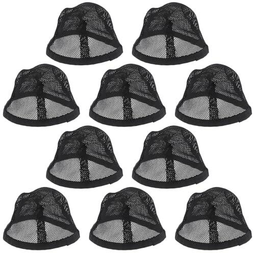 TIDTALEO 10 Piezas de Gorras Negras de Malla Tejida para Pelucas Diseño Cómodo y Transpirable, Fáciles de Usar, Ideales para Fiestas y Actuaciones Escenario