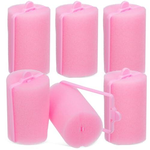 CORHAD 6 Rulos de Esponja Rosa para Peinar el Cabello, Rizadores de Pelo Cómodos y Portátiles para Dormir, Herramientas Suaves para Estilizar el Cabello