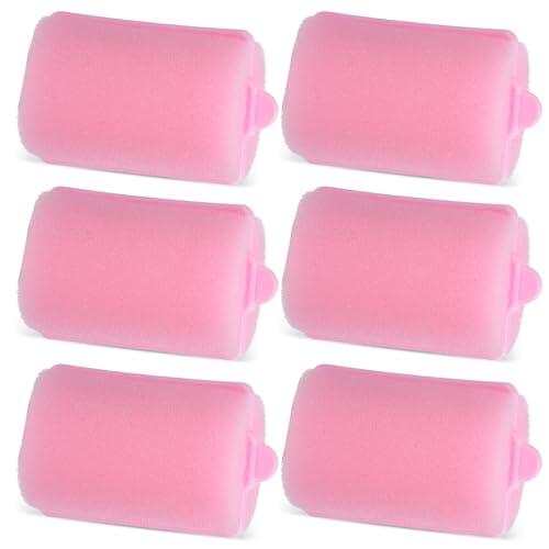 ROMISBABA 6 Rulos de Esponja Rosa Cabello, Suaves y Flexibles, Cómodos y Ligeros, Ideales para Peinar y Dormir sin Esfuerzo