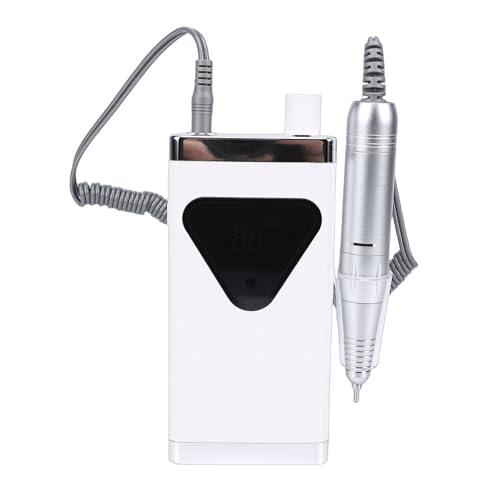BRRNOO Molinillo de Uñas Recargable de 45000 RPM con Batería de 3000 MAh, Uso Continuo de 10 Horas, Pantalla Transparente y Construcción de Acero Inoxidable, Máquina de Lima Eléctrica (WHITE)