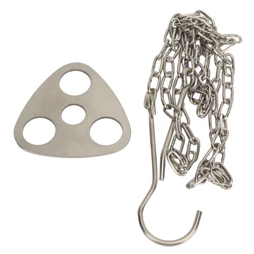 Dilwe Juego de Tabla de Trípode para Acampar, Parrilla Portátil de Acero Inoxidable con Cadena Ajustable y Bolsa de Almacenamiento, para Cocinar Al Aire, Olla Colgante